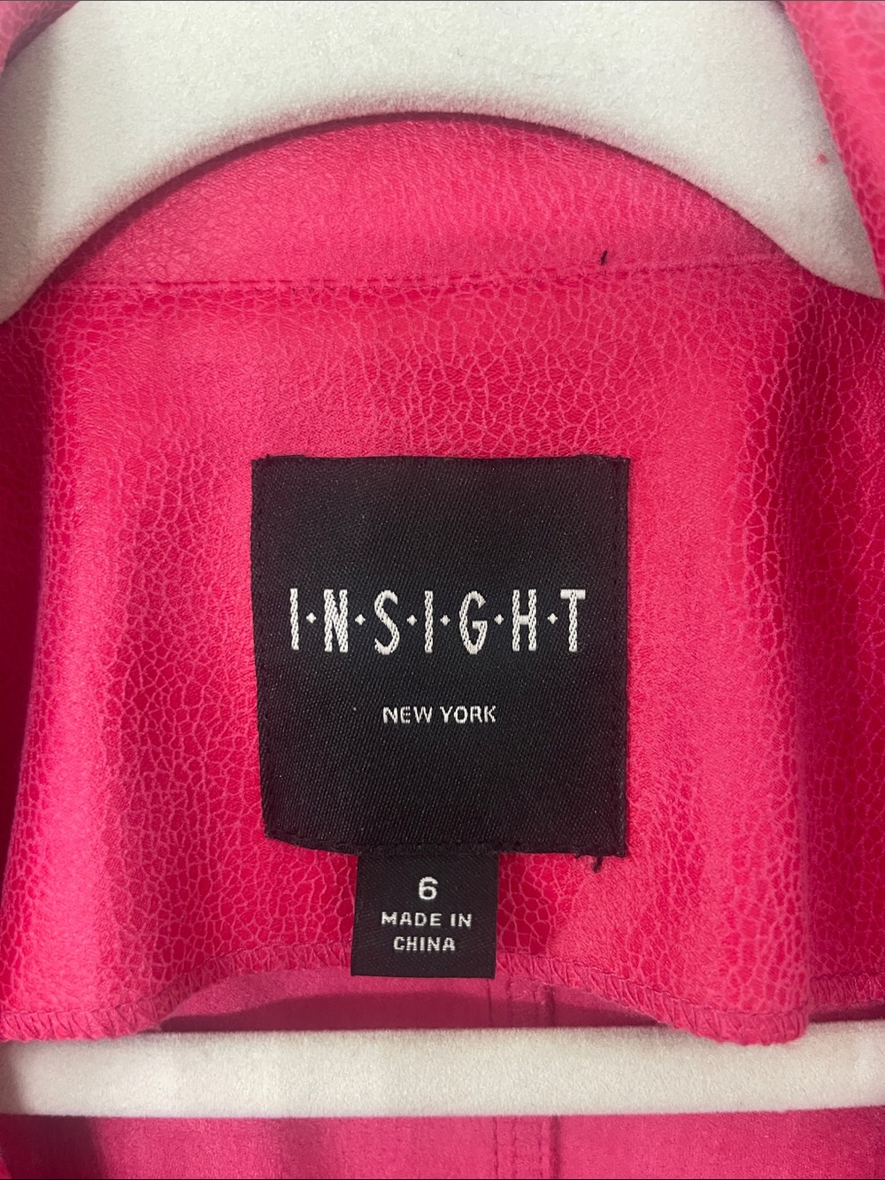 Insight Bright Pink Leather Moto Jacket with Silver Hardware - Picture 2 of 3